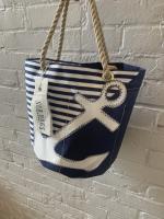 Product Description: Breton Stripe White Anchor Beverage Bucket