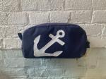 Product Description: White-on-Navy Anchor Toiletry Bag