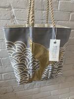 Product Description: Gold Mermaid Tail and Waves Tote
